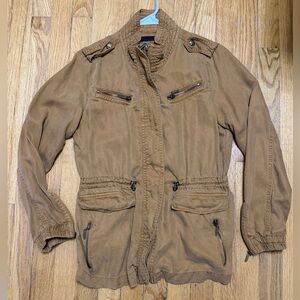 🚨 EUC Max Jeans Women's Tan Full Zip Tencel Safari Utility Jacket